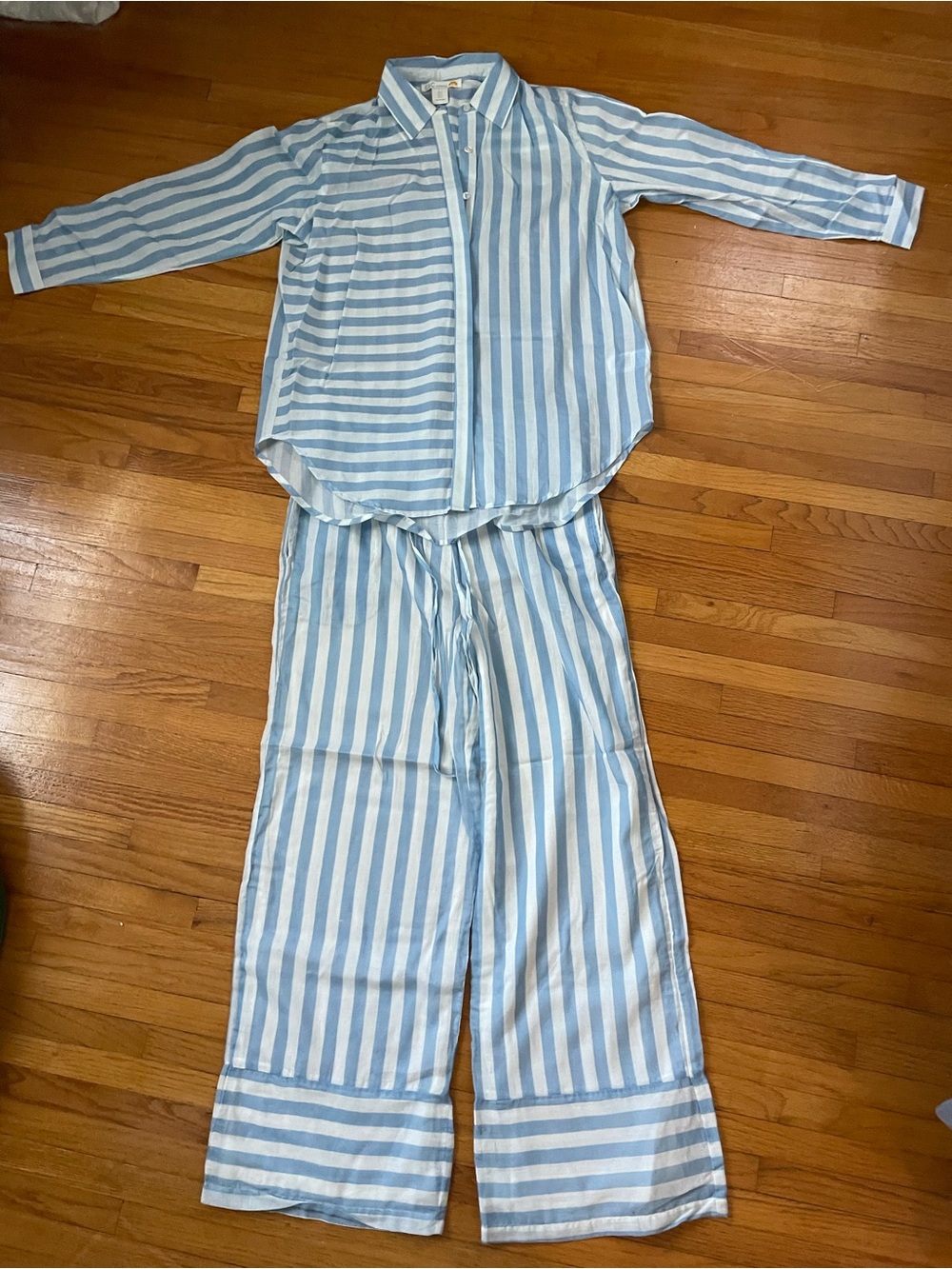 C&C California Blue and White Striped Cotton Shirt and Pants - NWT